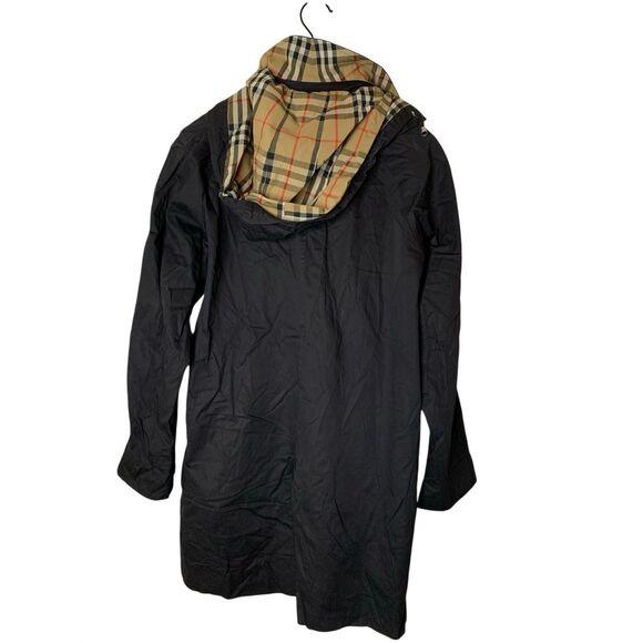 Burberry vintage trench coat nova check black hoodie women's size 8 - Picture 2 of 4